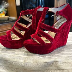 Michael Kors Red Velvet wedges